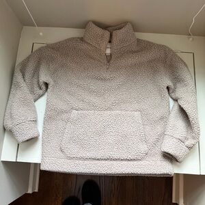 American Eagle Outfitters Cream Sherpa Jacket